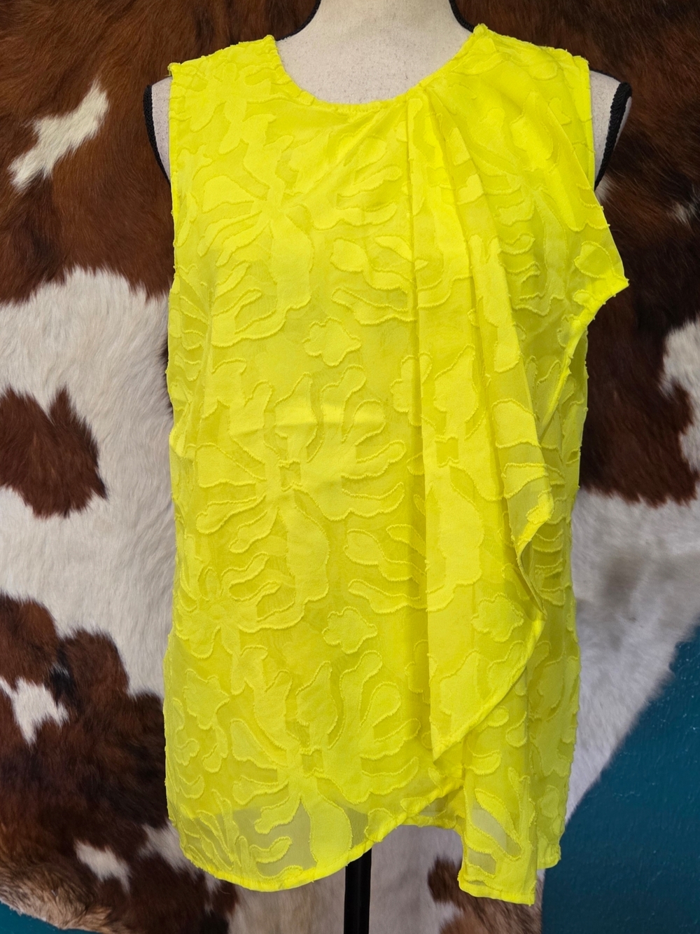 Chaus Neon Yellow Sleeveless Blouse